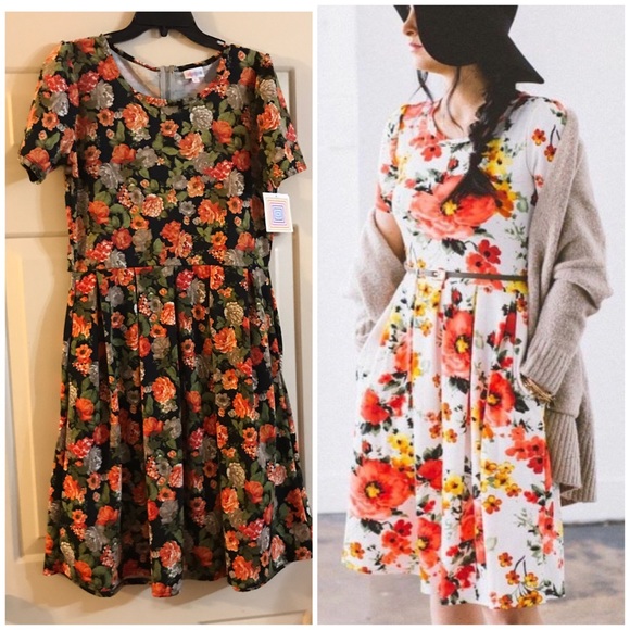 LuLaRoe Dresses & Skirts - LuLaRoe black / orange floral Amelia Dress