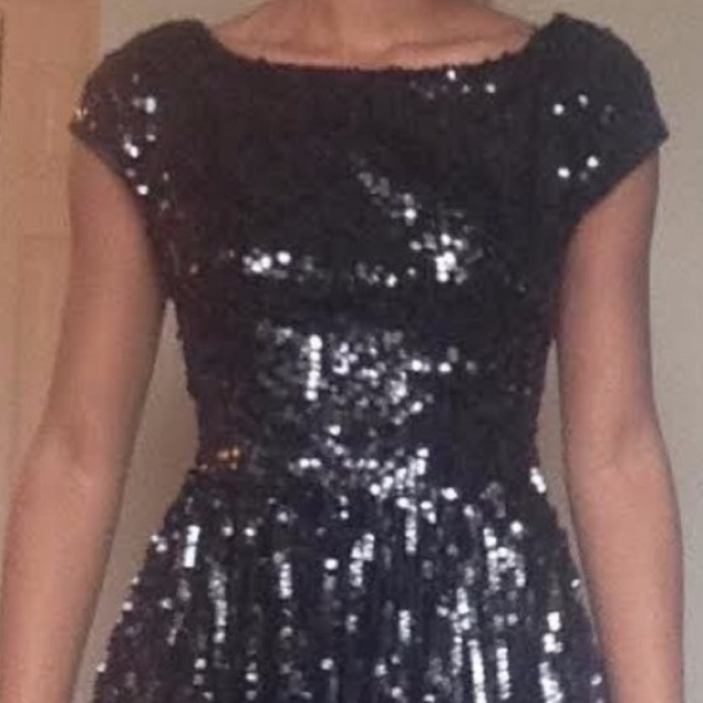 Sequined Black Homecoming Prom Pageant Dress - Picture 2 of 3