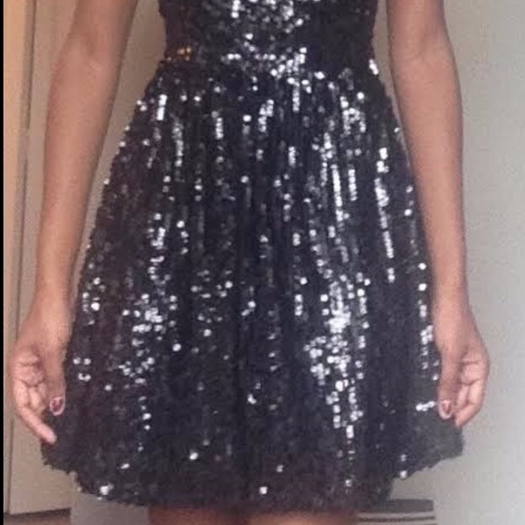 Sequined Black Homecoming Prom Pageant Dress - Picture 3 of 3