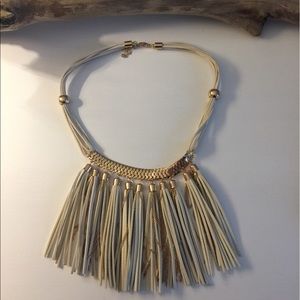 Faux leather and gold necklace