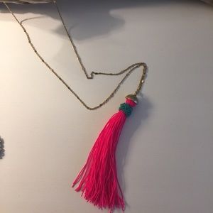 Neon long tassel necklace