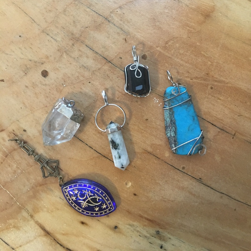 Natural stone necklace pendents lot of 5