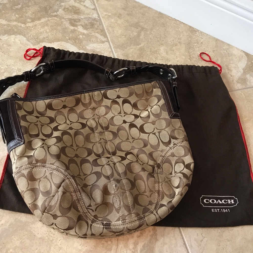 Coach signature brown hobo shoulder bag