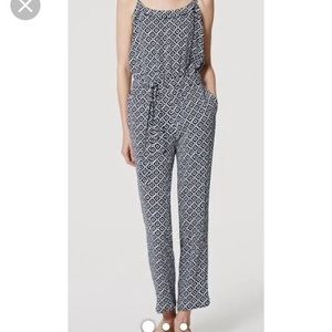 NWT Ann Taylor LOFT Navy Geo-Print Jumpsuit