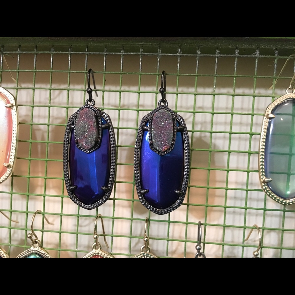 Kendra Scott black iri emmy multi drusy gunmetal