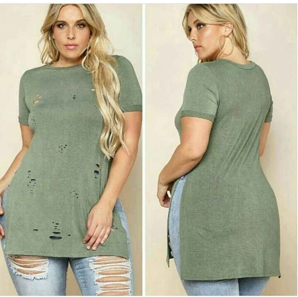 Plus Laser Cut Split Tee