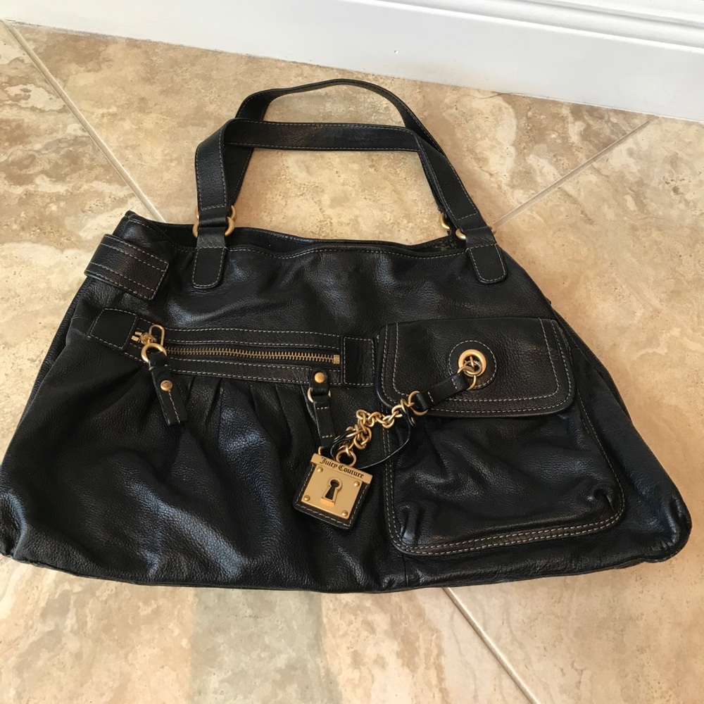 Juicy Couture black leather gold lock purse
