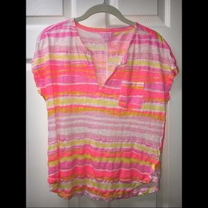 VGUC Lilly Pulitzer Duval Notch Neckline Linen Tee