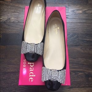 Kate Spade Noelle flats with crystal encrusted bow