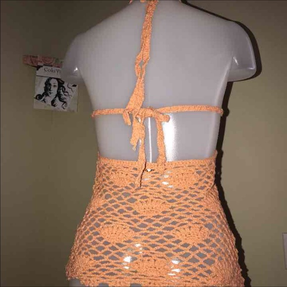 🍊 UNIQUE Seashell Chenille Crochet Top wSequin - Picture 3 of 6