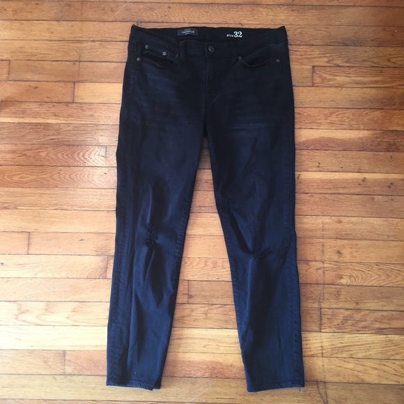 {J.Crew} Ripped Toothpick Skinny Jeans 32 Black - Picture 2 of 4