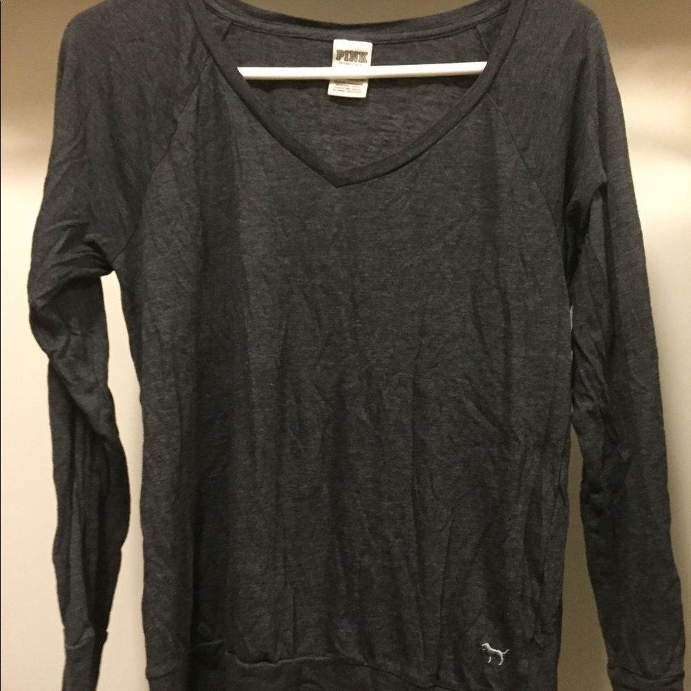 PINK long sleeve v neck tee