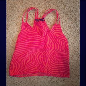 Hot pink & Orange Patterned Sheer Tank