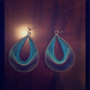 Large Peacock-inspired Statement Earrings
