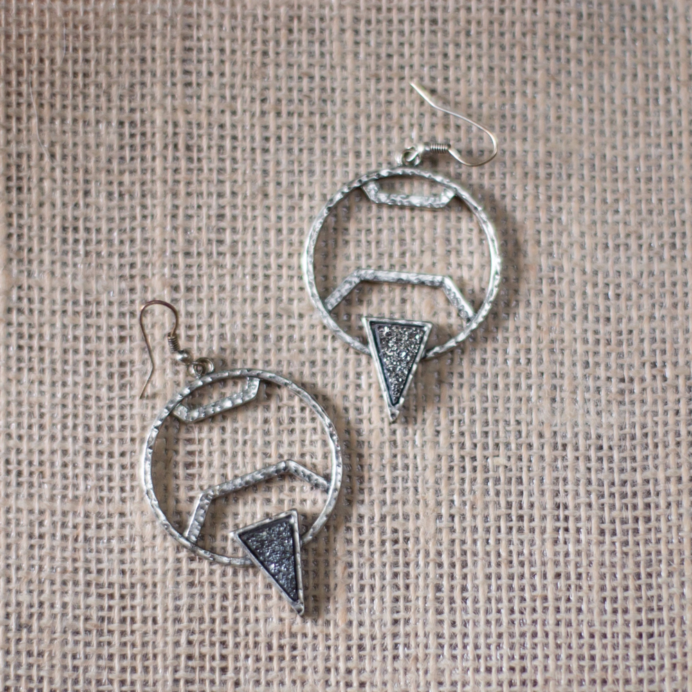Silver Druzy Earrings