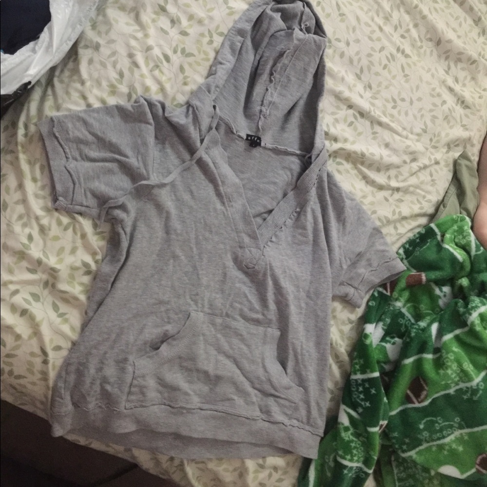 Grey short sleeve hoodie