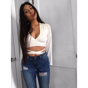 White Wrap Around Crop Top