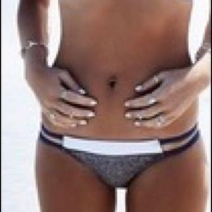 Navy gray and white swim suit bottoms
