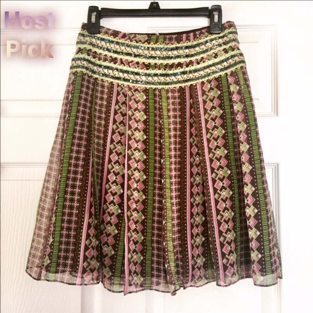 Free People Boho Chic Sequin Silk Skirt