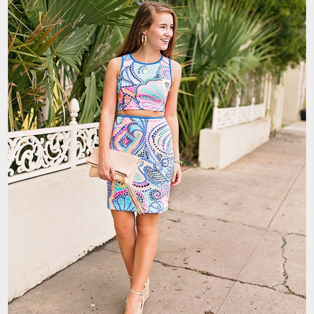 Lilly Pulitzer skirt and crop top set