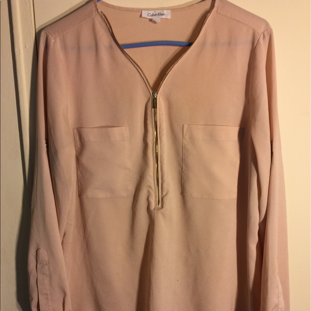 Light pink silky dressy blouse