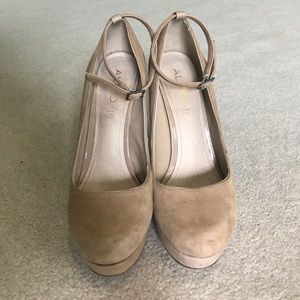 Aldo Nude Platform Pumps w Ankle Strap