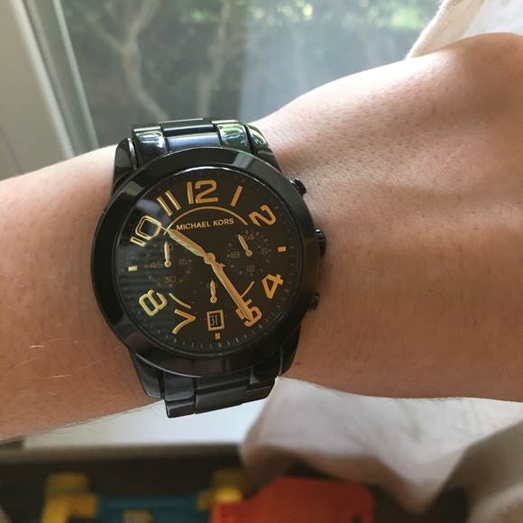 Michael Kors Black and Gold Watch - Picture 1 of 4