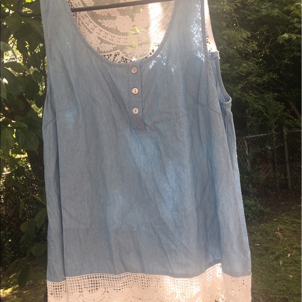 Denim and lace shirt