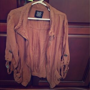 Brown Quarter-Sleeve Jacket