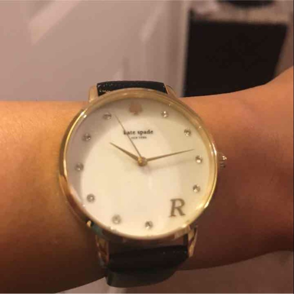 Kate Spade Black Monogram Leather Watch R