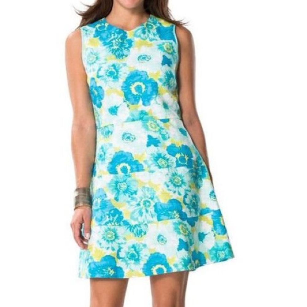 BNWT Sail to Sable blue flower basketweave dress
