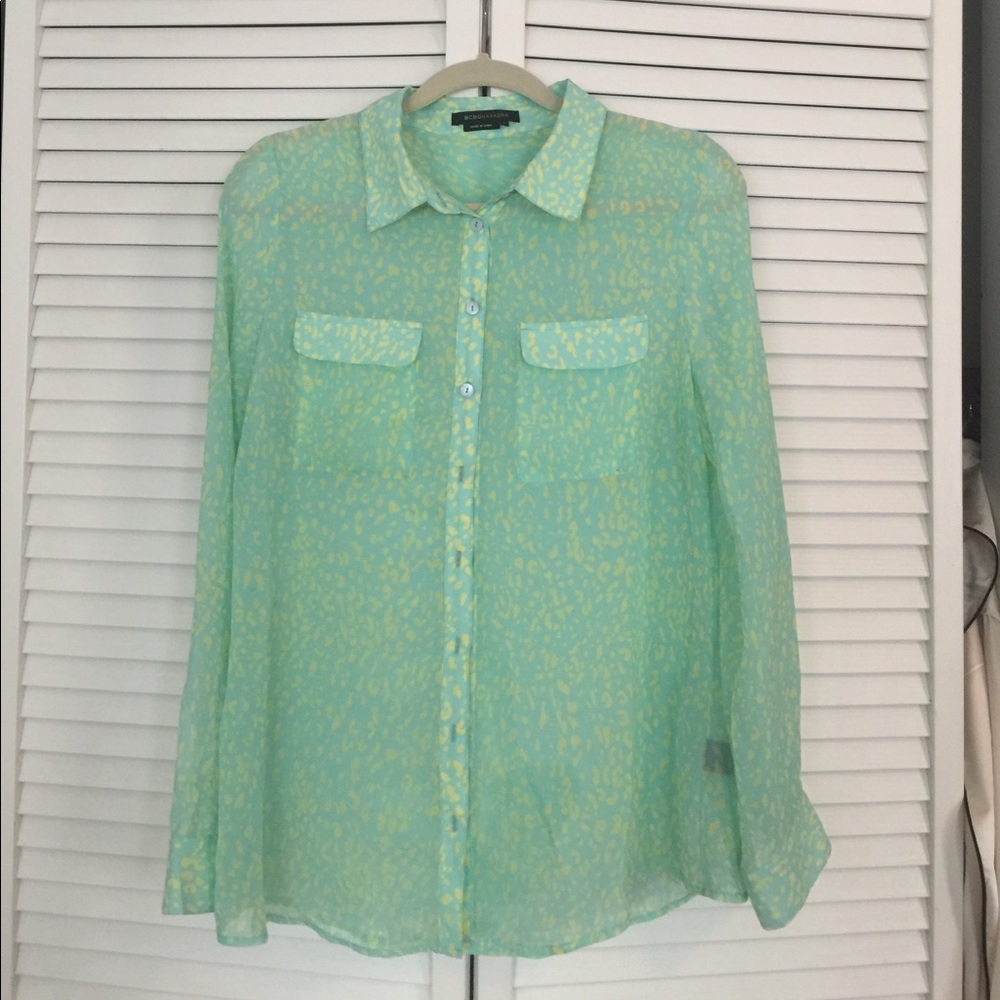 Bcbg mint leopard blouse