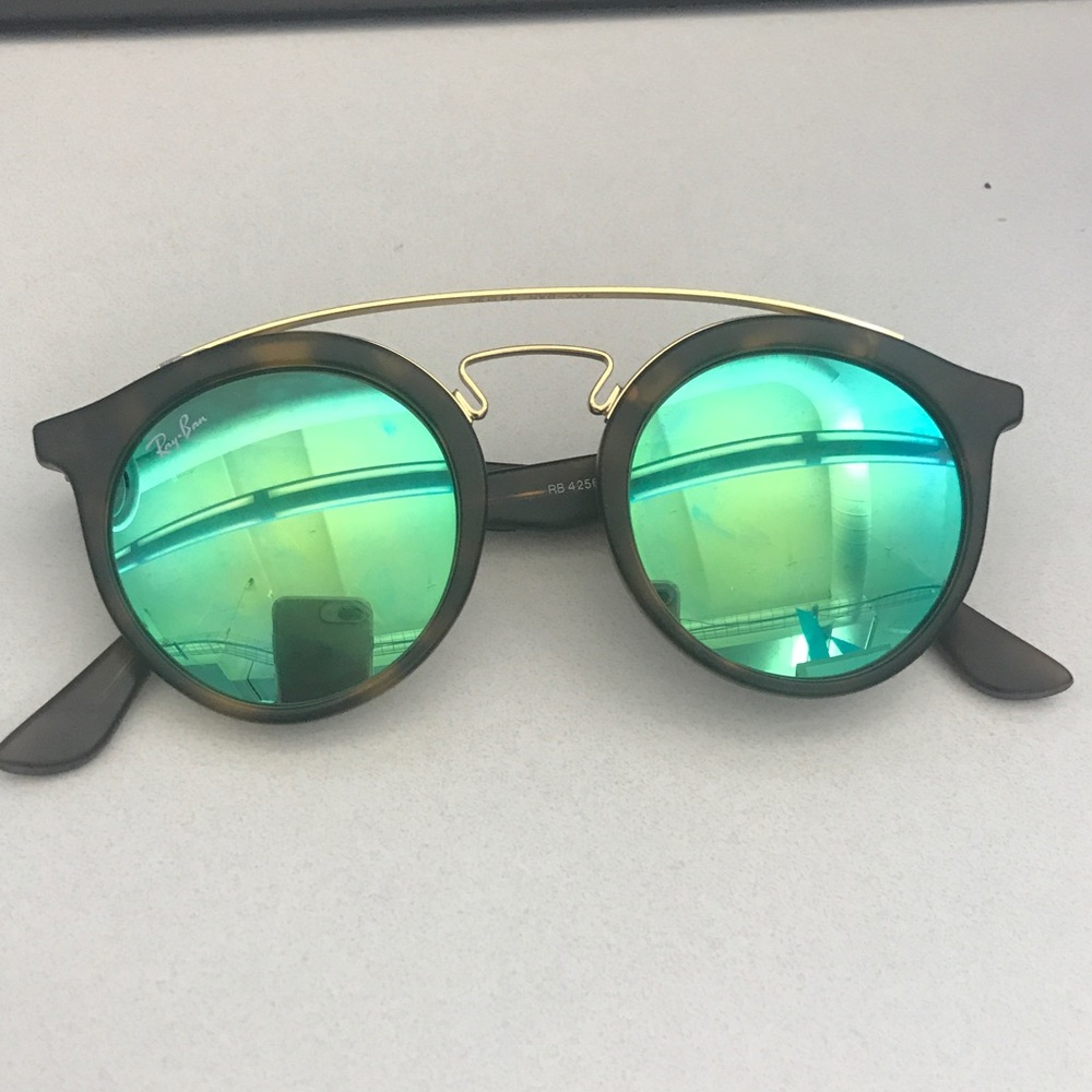 Green Mirror Rayban Highstreet Brow Sunglasses