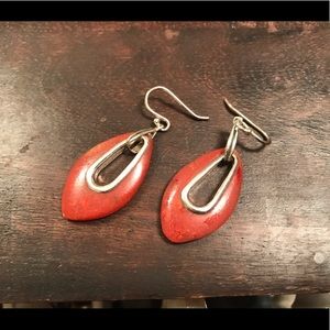 Silpada sterling silver and red coral earrings