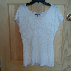 White shimmery ruffle blouse