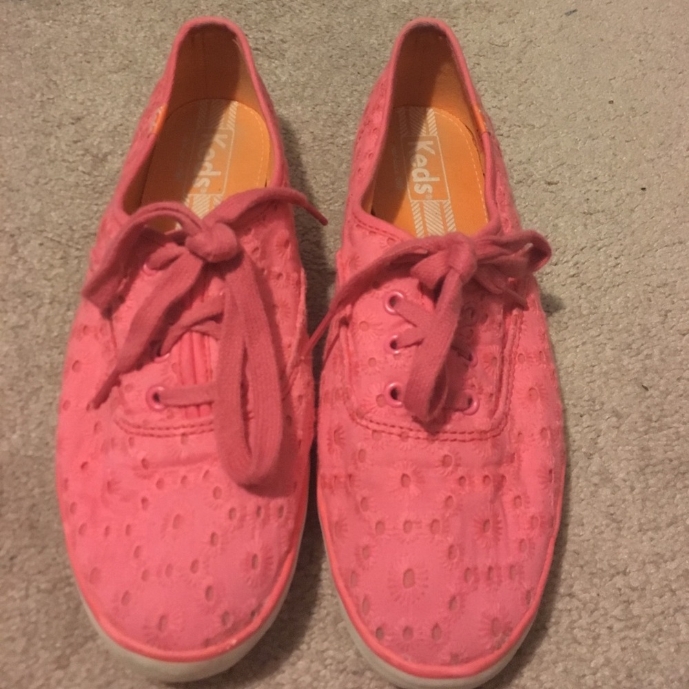 Pink Eyelet Lace Keds 7.5