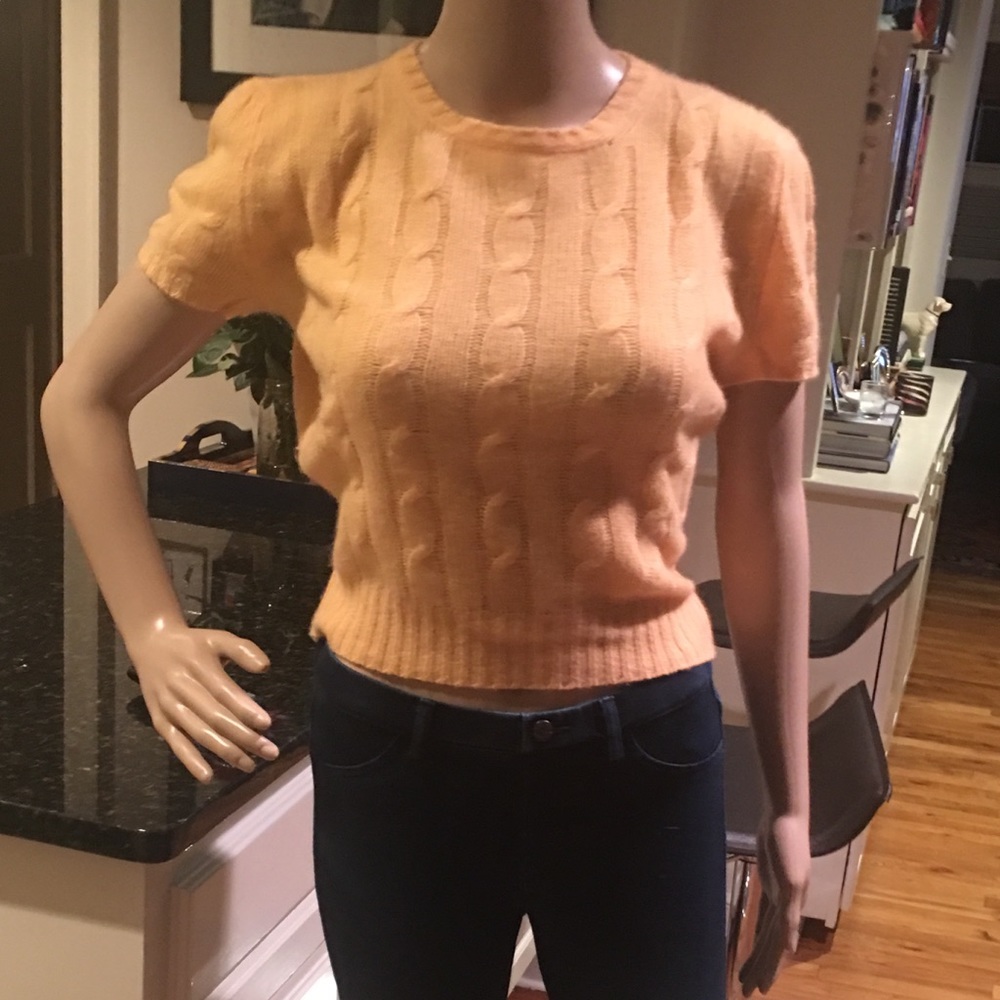 Yellow  cashmere cardigan set.
