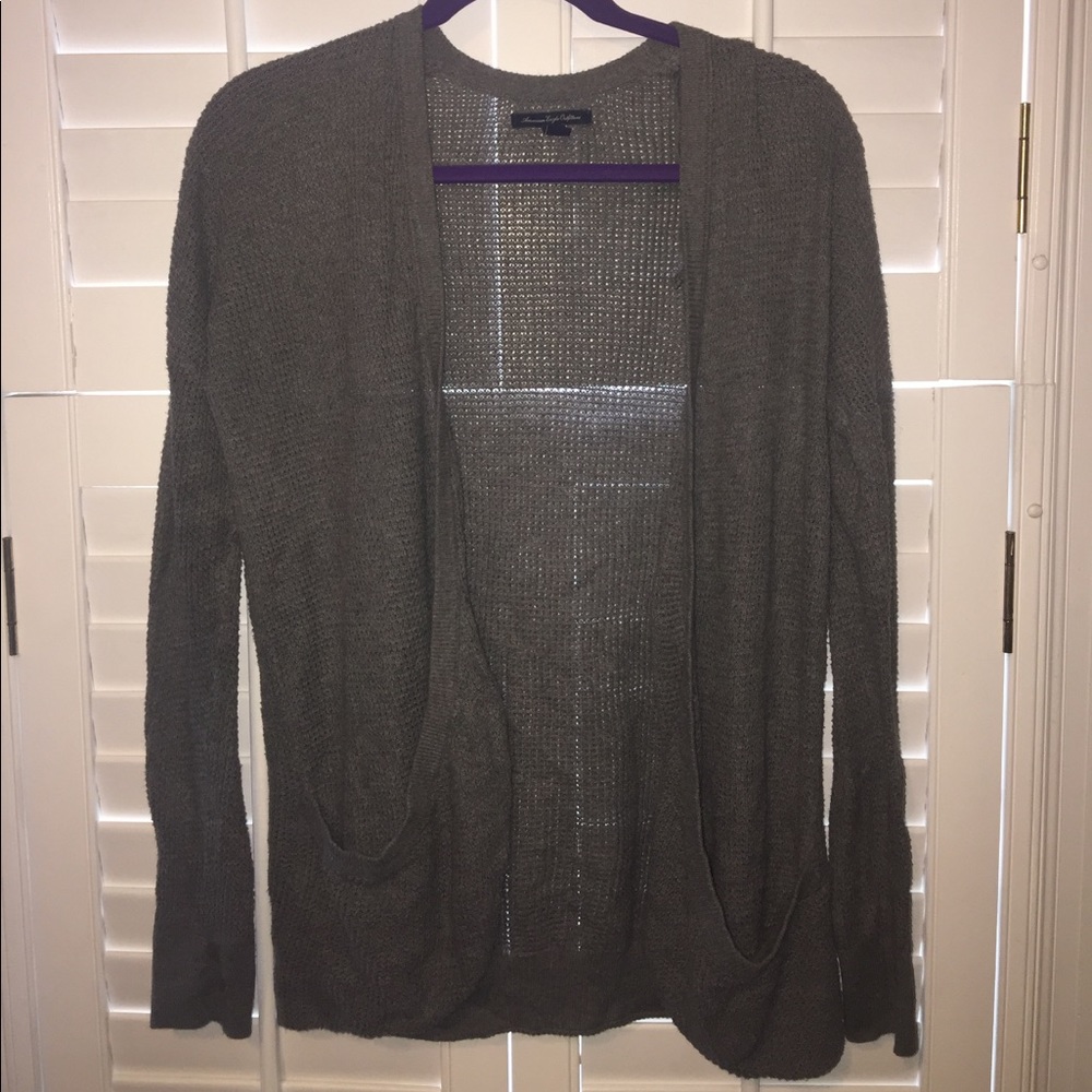 Grey American Eagle Slouchy Cardigan