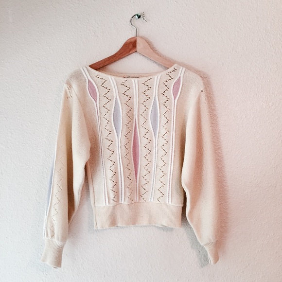 Vintage Sweaters - Vintage Savionette pale yellow pastel sweater 6
