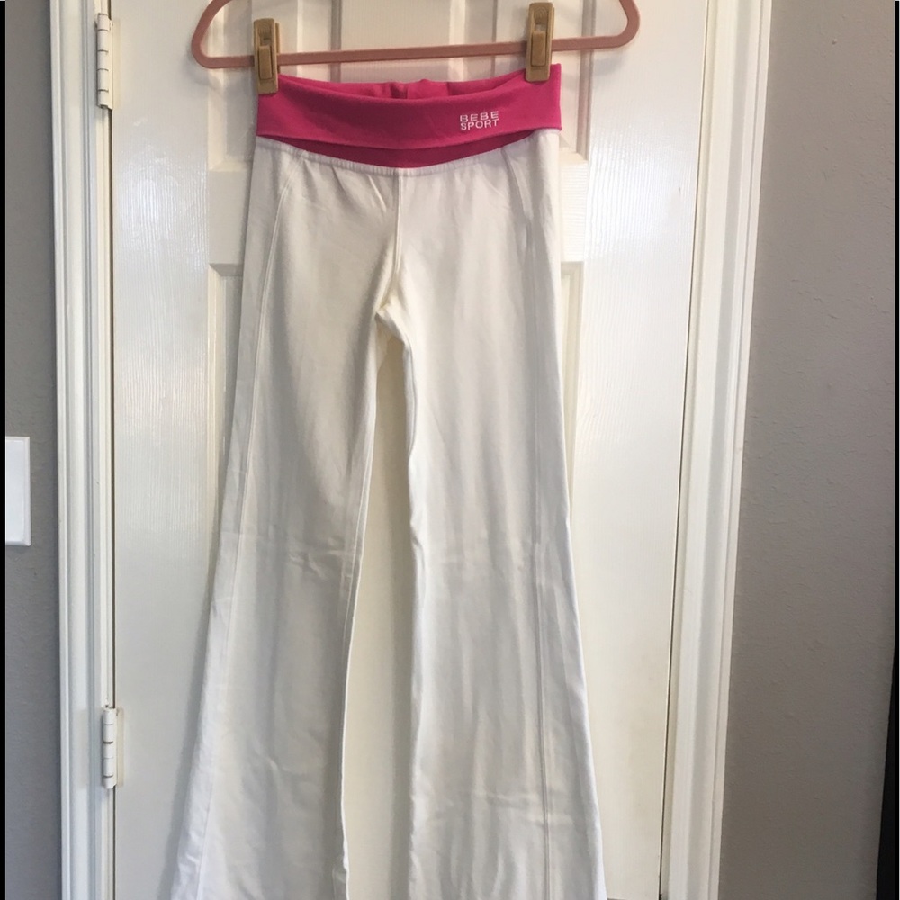 Bebe sport yoga pants white/ raspberry