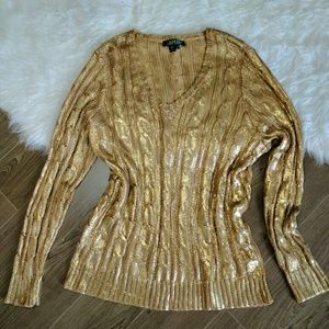 Ralph Lauren gold shiny sweater 2XL