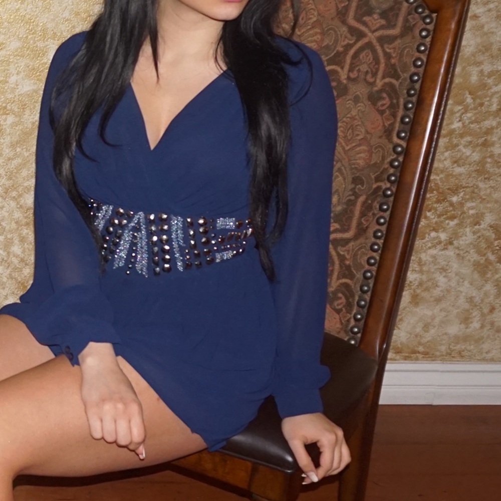 Beaded Waist Long Sleeve Romper