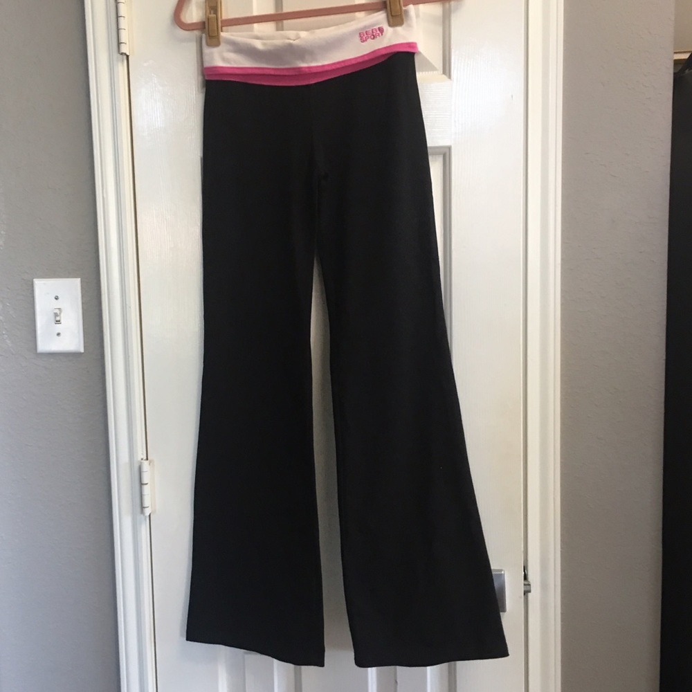 Bebe sport yoga pants black/white/ raspberry