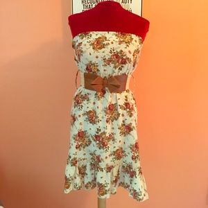 Strapless White/Flower Dress