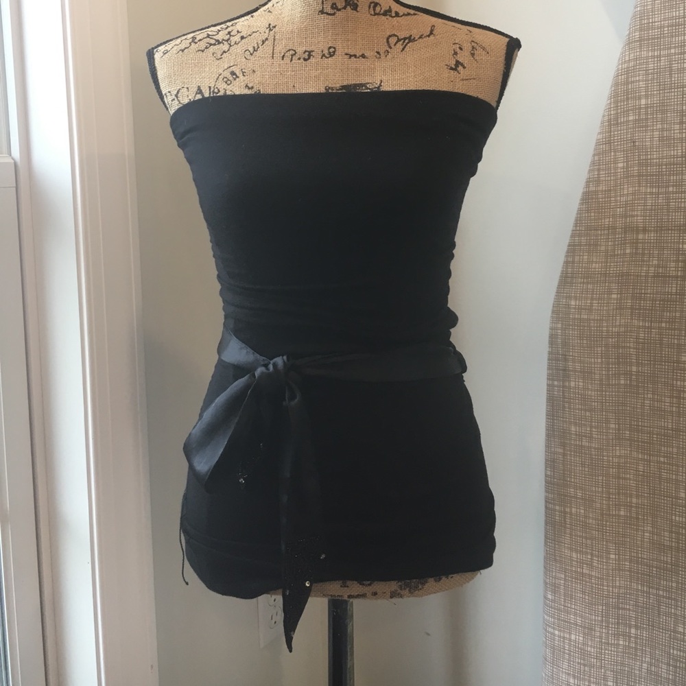 R Jean blouse Black strapless top