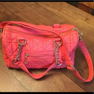 Bright coral purse with gold chain from Francescas