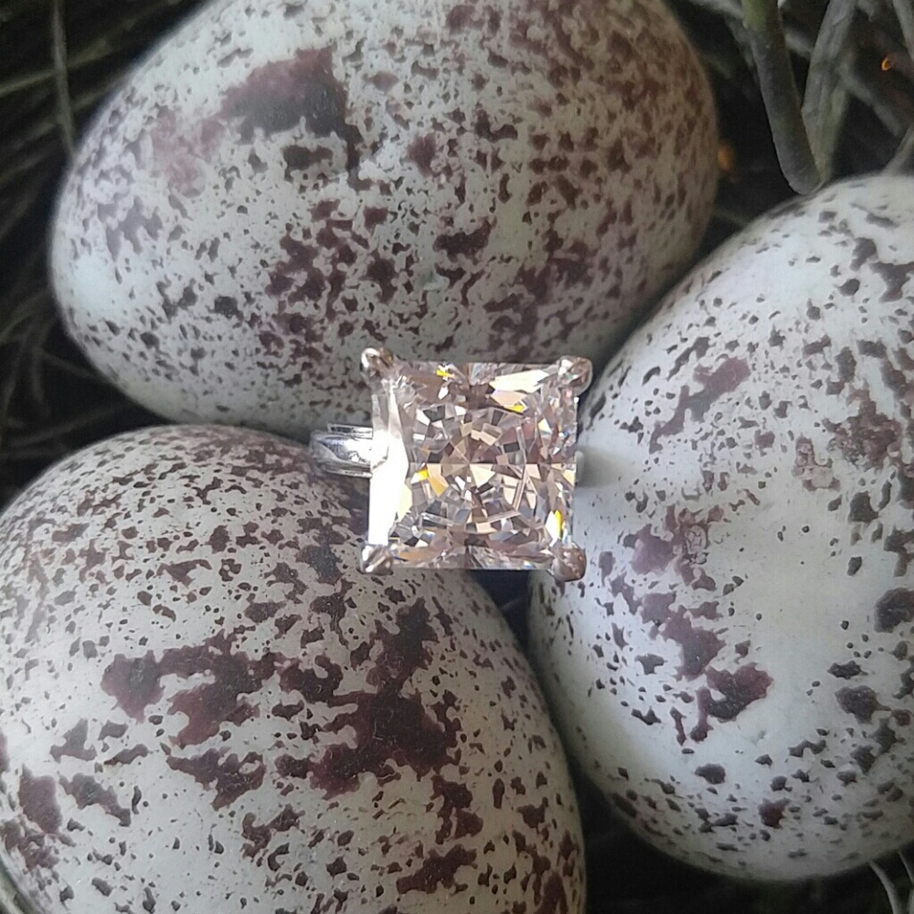 Platinum plated Princess Cut CZ ring