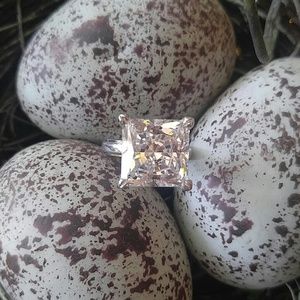 Platinum plated Princess Cut CZ ring