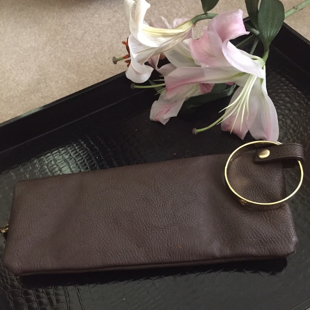 Brown leather wristlet. NWOT.