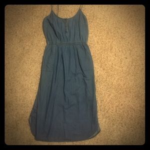 Denim midi dress with pockets